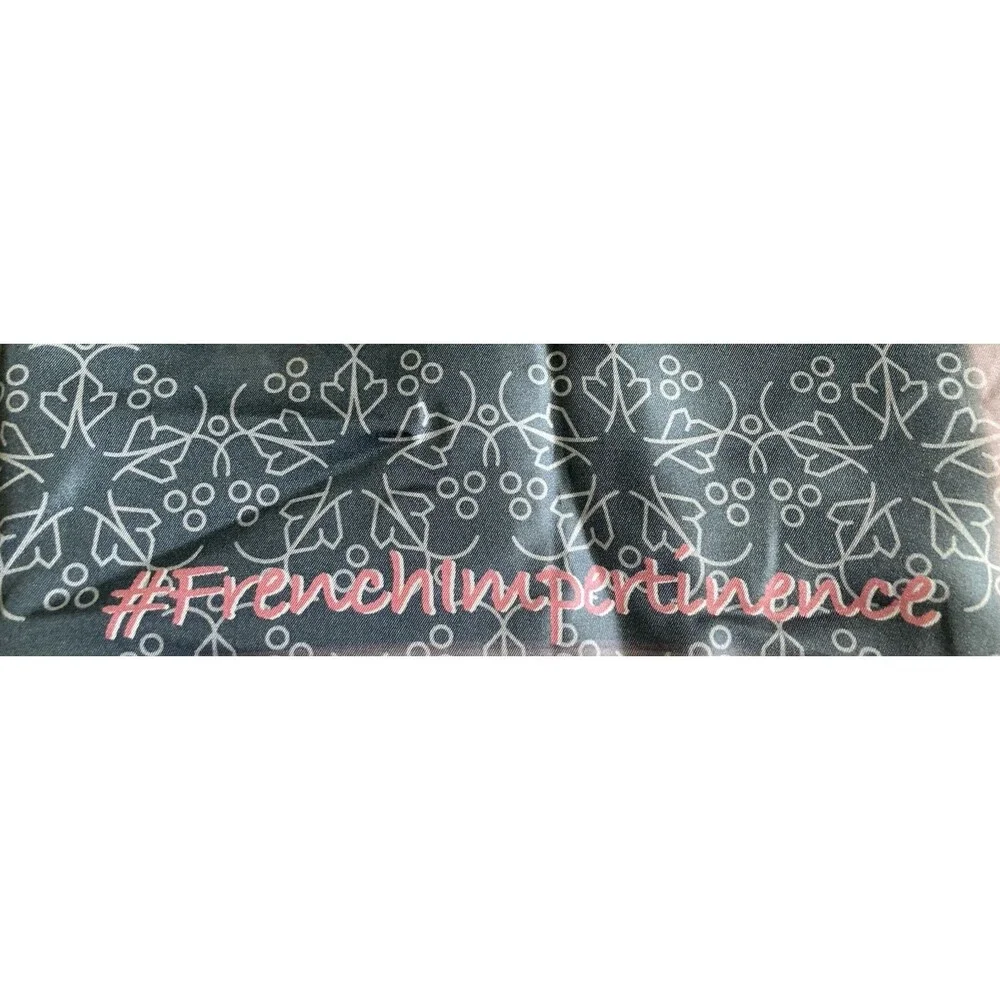 NICOLAS FEUILLATTE FRANCE CHAMPAGNE 100% SILK SCARF GRAY PINK LOGO SQUARE RARE